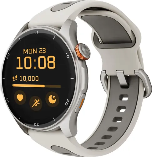 myPhone Watch Adventure Warm Grey - Multimedia Wearables Smartwatch mit GPS-Tracker und 14 Tagen Akkulaufzeit, ideal für aktive Menschen, die ihre Fitnessziele erreichen möchten.