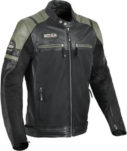 DIFI Motorradjacke Memphis: Bunte Leder- und Textiljacke in Schwarz/Grün, Größe 56 - Motorradjacke aus robustem Materialmix für sicheren Fahrspaß, ideal für stilbewusste Biker.