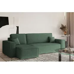 Kaiser Möbel Ecksofa mit Schlaffunktion und Bettkasten, L-Form Links Grün - Ecksofa L-Form mit Schlaffunktion und Bettkasten, ideal für kleine Räume. Komfortabel und vielseitig, verwandelt sich schnell in eine gemütliche Schlafgelegenheit.