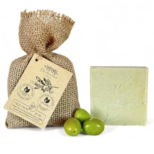 Dr.Ancient Olivenöl-Seifenstück, biologisch, natürlich, vegan, traditionell, handgefertigt, antik – wirksam gegen Akne – absolut keine Chemikalien! Reine Naturseife!