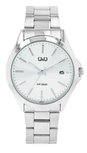 Q&Q Quarzuhr A484J201Y mit Gliederarmband - Armbanduhren mit 5 ATM Wasserdichtigkeit und praktischer Datumsanzeige. Elegantes Edelstahl-Design mit anpassbarem Gliederarmband für optimalen Tragekomfort.