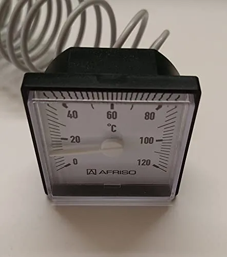 Kessel-Thermometer 45 mm x 45 mm, Anzeigebereich 0-120 °C m. Kapillarleitung 1500mm