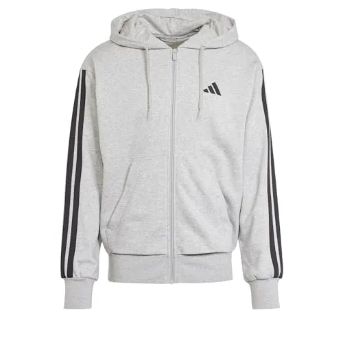 adidas Herren Essential Three Stripes Hoodie - Hoodies, regulär geschnitten mit durchgehendem Reißverschluss und Kapuze; aus 70 % recycelten Materialien für nachhaltigen Komfort.