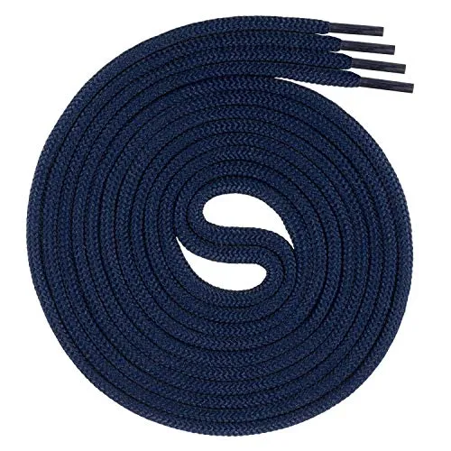 Swissly runde dunkelblaue Schnürsenkel für Arbeitsschuhe und Trekkingschuhe aus 100% Polyester, Farbe: dunkelblau, Länge: 190cm