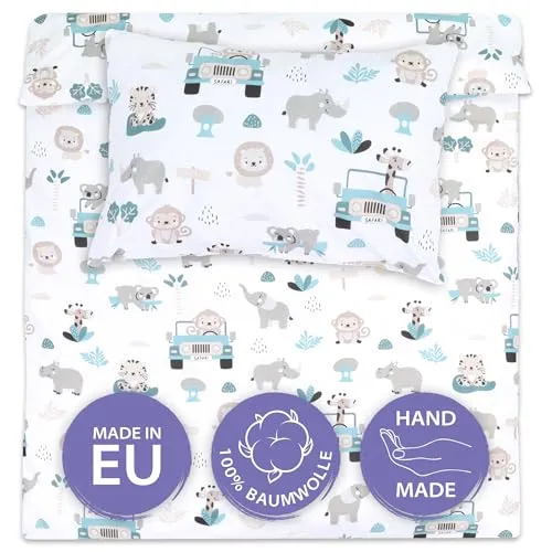 Kinderbettwäsche Baby Bettwäsche 90x120 cm aus Baumwolle - Kinder Set von Duvet Cover 90 x 120 und Kissenbezug 40x60 cm Junge und mädchen babybettwäsche bettbezug für Kleinkind Oeko-Tex
