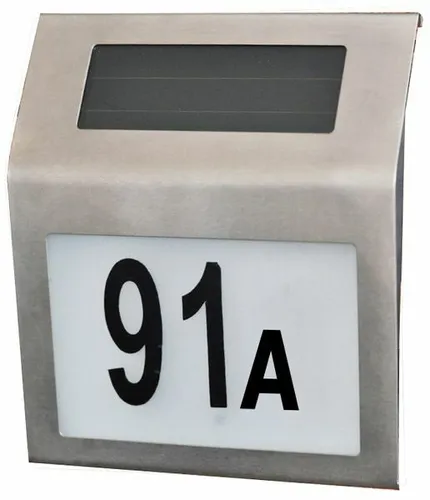 Edelstahl Solar Hausnummer Nummer Leuchte beleuchtet Beleuchtung LED