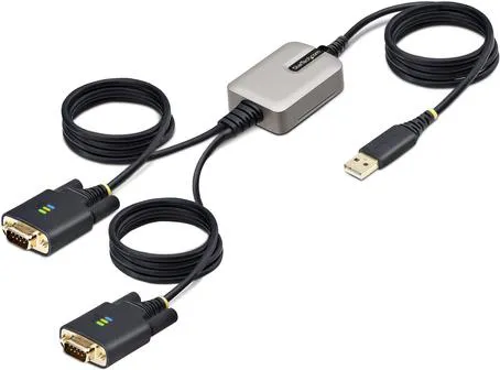 StarTech.com 4m 2-Port USB auf Seriell Adapter - USB-A zu DB9 RS232 Kabel, mit wechselbaren Schraubenmuttern und Echtzeit-LED-Anzeigen für optimale Anschlussüberwachung