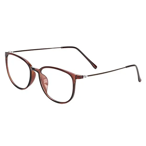 Retro Brille ohne stärke Student Slim-Brille Damen Herren Nerdbrille Linsen Brillenfassung clear lens Dekobrillen modisch rund Streberbrille Strahlenschutz lesebrille für Computer PC mit Brillenetui