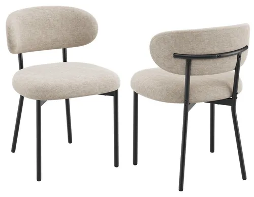 2er-Set moderne Esszimmerstühle mit Rückenlehne und Metallbeinen – komfortable gepolsterte Stühle in Braun