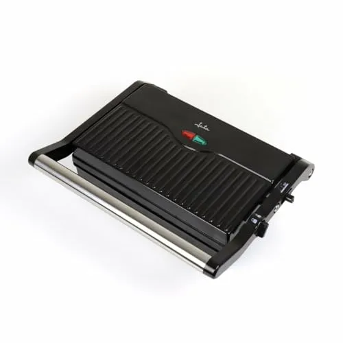 JATA JEGR1107 Elektrogrill und Grill mit antihaftbeschichteten Grillplatten, 22,8 x 14,5 cm, für alle Arten von Lebensmitteln, Deckel schwenkbar, Öffnung 180°, 1000 W