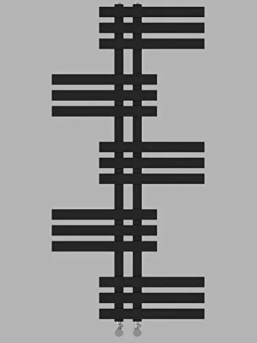 Designbadheizkörper ELFIE Schwarz Anthrazit 1400 x 600 mm. Handtuchtrockner Handtuchwärmer