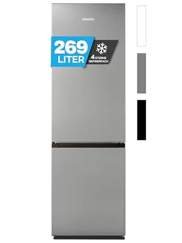 Heinrich's Kühlgefrierkombination 269 Liter - Kühlschrank mit 198L Kühl- und 71L Gefriervolumen, leise 39dB, 4-Sterne Gefrierfach und energiesparend mit nur 168 kWh/Jahr.