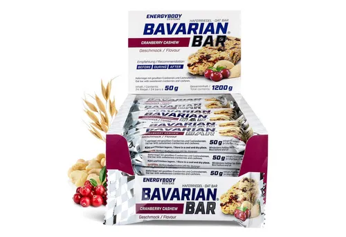 Energybody Systems Bavarian Bar Haferriegel Energieriegel Riegel, 24 er 24 St., Klebt, schmilzt und bröselt nicht, 24 x 50 g