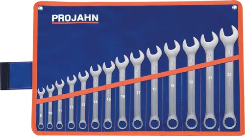 14-teiliges Sortiment Gabelringschlüssel Set 8-22mm - Ringgabelschlüssel Set aus hochwertigem Chrom-Vanadium-Stahl für hohe Kraftübertragung und lange Lebensdauer, inklusive praktischem Rolltasche.