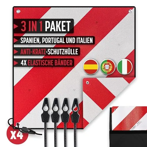 MAGMA Signal Set V20, spanisch und italienisch, zugelassen, mit Polypropylen + Schutzhülle, Fahrradträger und Last V20, flexibel und mit Kratzschutz