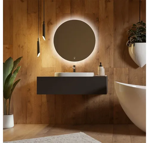 HOME DELUXE Badspiegel LED-Spiegel Rund EMMI & SILA - Runder Badspiegel mit dimmbarer LED-Beleuchtung, beschlagfrei und energiesparend – die perfekte Ergänzung für Ihr Badezimmer.