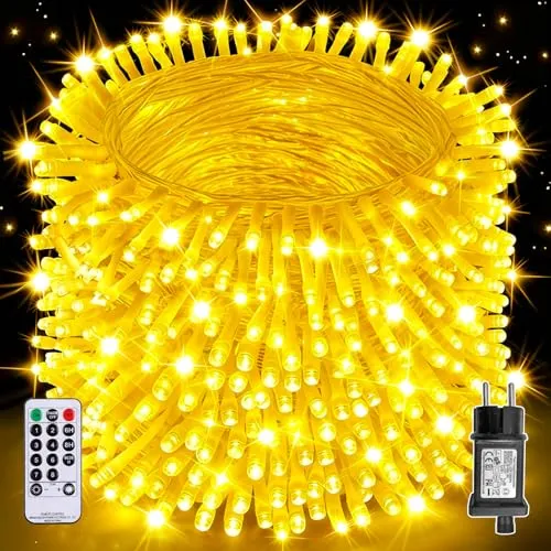 Auriostar Lichterkette Außen 60m 600LED, Lichterkette Weihnachtsbaum Outdoor, 8 Modi Lichterkette Innen mit Timer, IP44 Wasserdicht Lichterkette Außen Strom für Weihnachten Balkon Fenster Garten Party