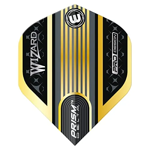 WINMAU Prism Delta Wizard Gold Dart-Flüge - 1 Satz pro Packung (insgesamt 3 Flüge)