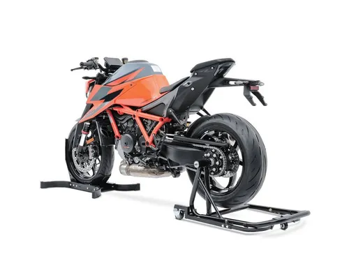 ConStands Einarm Motorradheber MVB für Ducati 996 (99-01) - Praktischer Einarm-Motorradheber mit Rangierhilfe und Wippe, ideal für Reparaturen und einfaches Manövrieren. Für Radgrößen von 15 bis 21 Zoll, stabil und benutzerfreundlich.