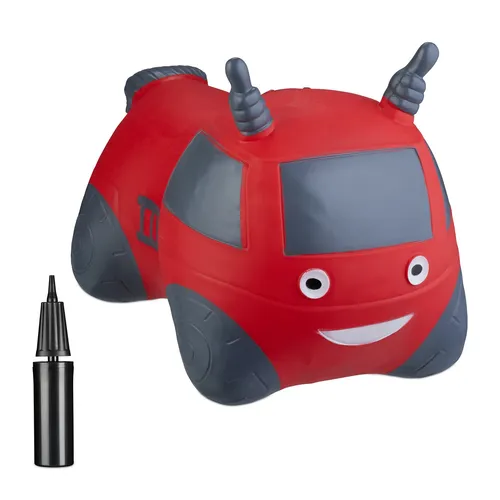 Hüpftier Feuerwehrauto Gummihüpfer Kinderhopper Hopser mit Luftpumpe BPA-frei