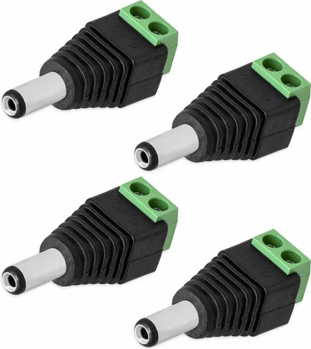 4x DC Stecker Hohlstecker 2,1 mm x 5,5 mm Adapter Terminal Block Netzteil Schraubbar