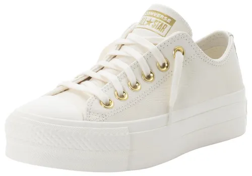 Converse Chuck Taylor All Star Lift Platform Gold, Gr. 42 - Sneaker in Egret mit goldenen Akzenten, ideal für sportlich-stylische Looks. Pflegeleichtes Synthetik-Obermaterial und rutschfeste Gummisohle bieten Komfort und Sicherheit.