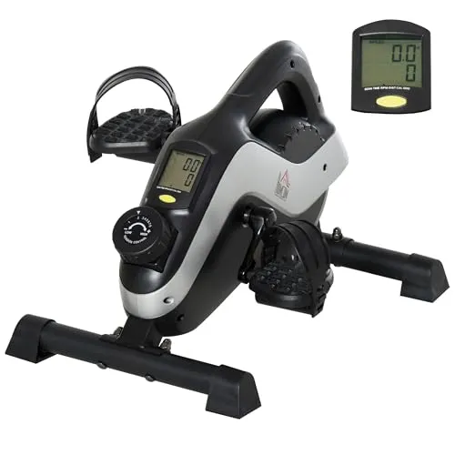 HOMCOM Mini Heimtrainer Pedaltrainer - Übungsgeräte für Füße: Kompakter Pedaltrainer mit LCD-Display und 8 Widerstandsstufen, ideal für Senioren und Fitnesssteigerung im Büro oder Zuhause.