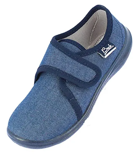 Beck Jungen Basic 550 Hausschuh, Blau, 26 EU - Bequeme Hausschuhe aus Baumwolle mit Synthetik und praktischem Klettverschluss, ideal für Zuhause und Spiel.
