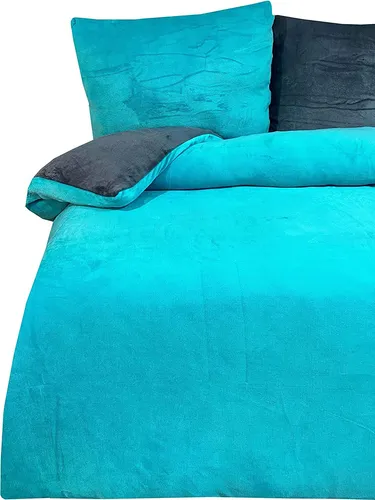 Winter Bettwäsche 135x200 cm Teddy Plüsch Nicki Uni petrol - Kuschelige Teddy Plüsch Bettwäsche in petrol, ideal für kalte Wintertage. Sorgt für ein optimales Schlafklima, ist bügelfrei und pflegeleicht. Perfekt für Kinder, Jugendliche und Erwachsene.