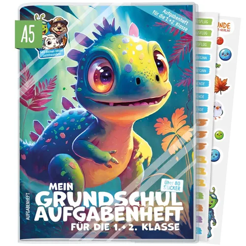 Mein Grundschul-Aufgabenheft 1+2. Klasse / A5 / Kleiner Dino / vom Häfft-Verlag