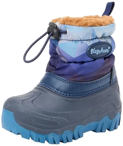 Playshoes Winterstiefel Blau, Größe 30/31 für Babys - Wanderschuhe für Babys mit wasserabweisendem Obermaterial und wärmendem Textilfutter, ideal für kalte Tage und Abenteuer im Freien.