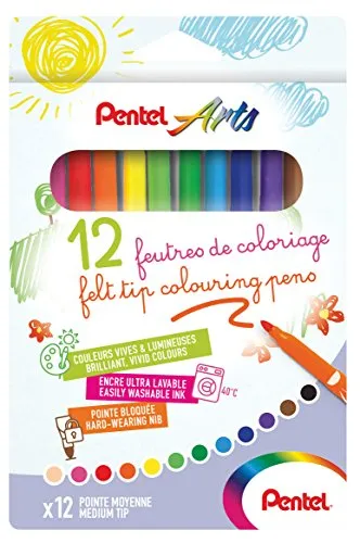 Pentel scs2e-12 Filzstifte, Tinte Ultra waschbar Farben sortiert