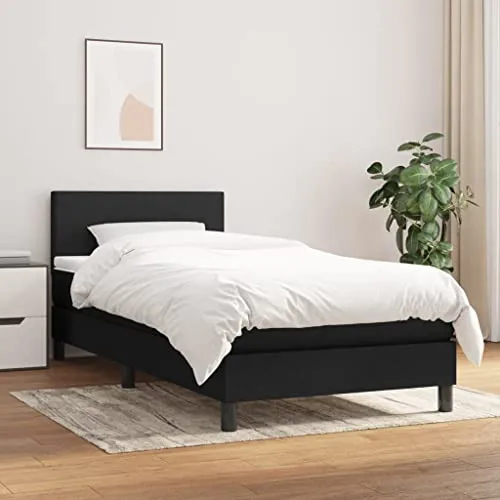 vidaXL Boxspringbett 90x200cm mit Matratze - Einzelbett aus strapazierfähigem Stoff, höhenverstellbares Kopfteil und hochwertige Taschenfederkernmatratze für maximalen Schlafkomfort.