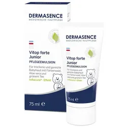 Dermasence Vitop forte Junior Creme - Pflegeemulsion für trockene Babyhaut, beruhigt und mildert Entzündungen mit Färberwaid und Aloe Vera. Ideal für Babys ab 3 Monaten und empfindliche Haut.