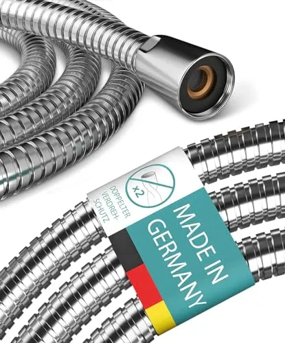 Engelbach® Duschschlauch 1,6m mit doppeltem Verdrehschutz - Brauseschlauch aus Edelstahl - Flexibel & Knickfest - Universelles ½” Anschlussmaß - Made in Germany