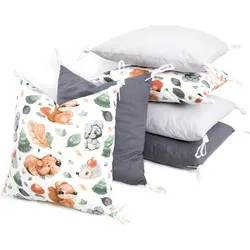 Amilian Bettumrandung 210 cm Babybett Kinder Nestchen Kantenschutz Bettnestchen Kopfumrandung für Laufstall Hausbett Bettausstattung Polster - Braun