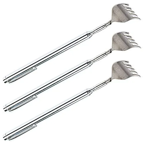 infactory Kratzhand: 3er-Set Teleskop-Rückenkratzer mit Halte-Clip, 16,5-52 cm (Rückenkralle, Kratzhilfe, Massagegerät)