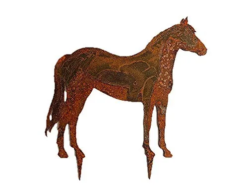 Gartenstecker Pferd im Rost Design - Rostfigur für den Garten, Geschenk für Reiter