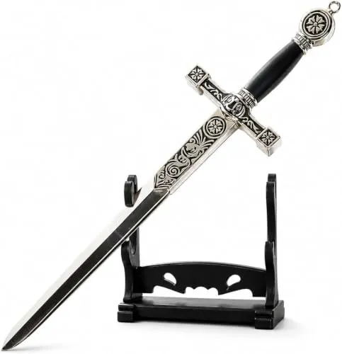 Brieföffner in Form von König Arthus Excalibur mit Ständer, Bürozubehör, Miniatur Schwert, King Arthur, Heimdekor, 21 cm lang, Hochwertiges Material, Geschenk für Sammler und Fans