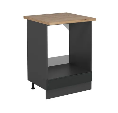 Vicco Herdumbauschrank R-Line, Anthrazit, 60 cm mit Eichenarbeitsplatte - Eleganter Herdumbauschrank aus der R-Line Serie mit zusätzlichem Stauraum. Höhenverstellbare Füße sorgen für Stabilität und Flexibilität in Ihrer Küche. Ideal für eine moderne Kücheneinrichtung.