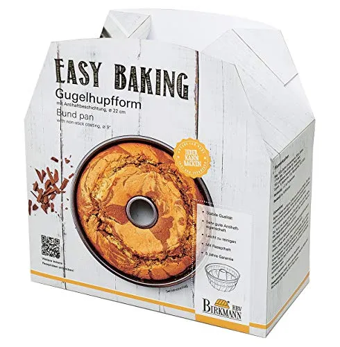 Birkmann, Easy Baking, Gugelhupfform Ø 22 cm, Backform mit Antihaftbeschichtung in Bundtform, mit Rezeptideen, 881099