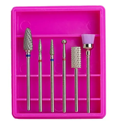 GASHIO® Nagelfräser bits Professionelles 6 Stück, Nail drill bits, Nagelfräser Aufsätze Set, fräser bit für gelnägel, Hartmetallsinter + Diamant Nagel-Bits für Nagelbohrer, für alle Fräsmaschinen