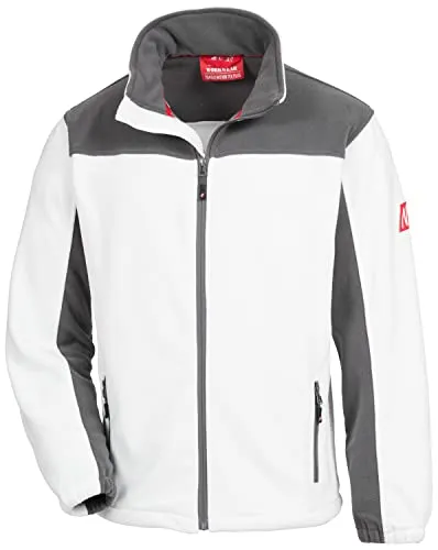 Nitras MOTION TEX PLUS Fleecejacke - Windfeste Freizeit- und Arbeitsjacke in Weiß, Größe M - Funktionsjacken aus warmem, isolierendem Polyesterfleece mit YKK Reißverschluss und Windschutzleiste, ideal für Handwerker und Outdoor-Aktivitäten.