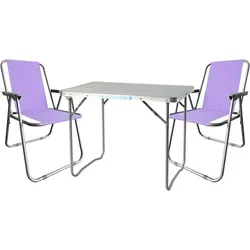 3tlg Campingmöbel Set mit Tragegriff - Lila - Camping-Möbel Set aus leichtem Aluminium, faltbar und schnelltrocknend. Ideal für unterwegs, perfekt für Camping und Outdoor-Aktivitäten.