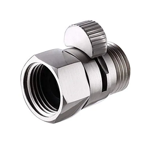 KES Duschkopf Ventil Absperrventil Eckventil Dusche Wasserstopper Shut-Off Ventil Regendusche Duschstop G 1/2 Messing Gebürstet Nickel, K1140B-BN