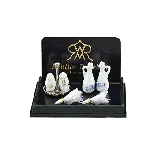 Reutter Porzellan - Salz- und Pfefferstreuer, Miniatur im Maßstab 1:12, Keramik, weiß oder helles Pastell, Rund, Porzellan