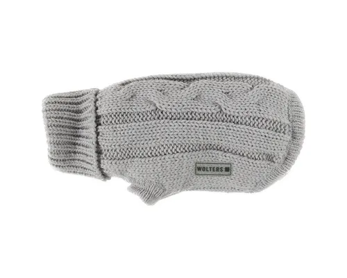 Wolters Hundepullover Zopf-Strickpullover für Mops & Co. in Silber - Kuscheliger Hundepullover aus 100% Polyester, ideal für kalte Tage. Mit hohem Rollkragen und schickem Zopfmuster für optimalen Sitz und Komfort.