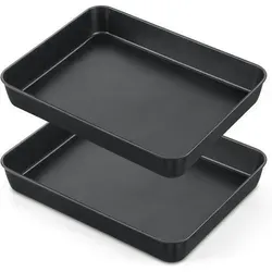 Backblech Antihaft Edelstahl 2er Set 31,8 x 24,8 x 5 cm - Dieses 2er Set aus hochwertigen Edelstahl-Backblechen mit Antihaftbeschichtung ist ideal für verschiedene Backbedürfnisse. Mit 5 cm Tiefe und robustem Design sorgt es für gleichmäßige Ergebnisse und einfache Reinigung. Perfekt für jede Küchenkreation!