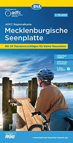 ADFC-Regionalkarte Mecklenburgische Seenplatte 1:75.000, reiß- und wetterfest, mit kostenlosem GPS-Download der Touren via BVA-website oder ... kleine Rauszeiten (BVA ADFC Regionalkarte)