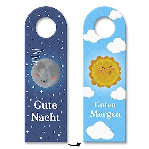 Gute Nacht - guten Morgen Mond und Sonne Türhänger für das Schlafzimmer um zu zeigen ob man schon schlummert oder ob Besuch schon eintreten kann